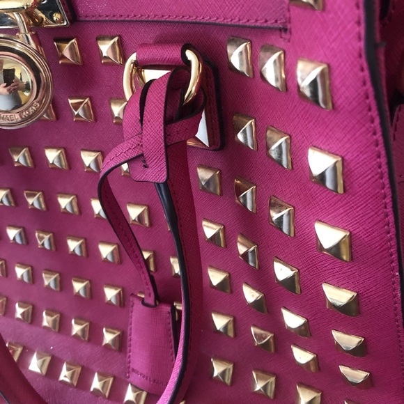 Michael Kors Luxury Studded Large HAMILTON Tote/Bag Pink Limited Edition $1500 - Picture 10 of 14